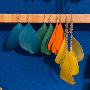Set of 4 feather earrings